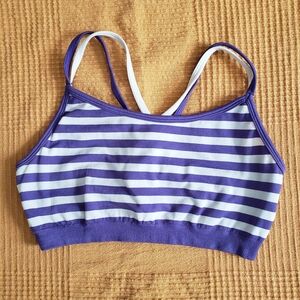 Fabletics Purple and White Striped Sports Bra